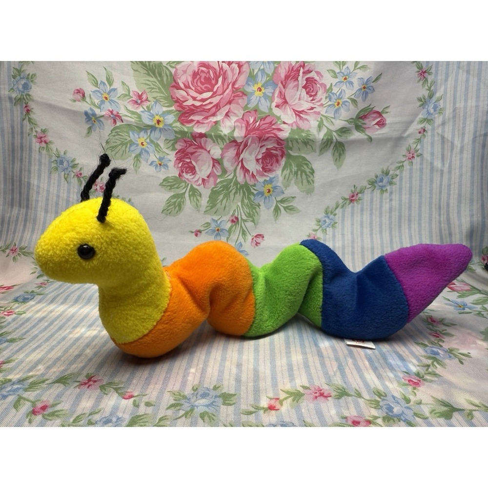 TY Beanie Baby Inch the Inchworm Plush 11.5" Rainbow‎ 1995 Retired w/Flaw